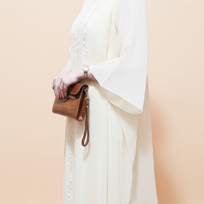 The Juman clutch - Brown croco leather