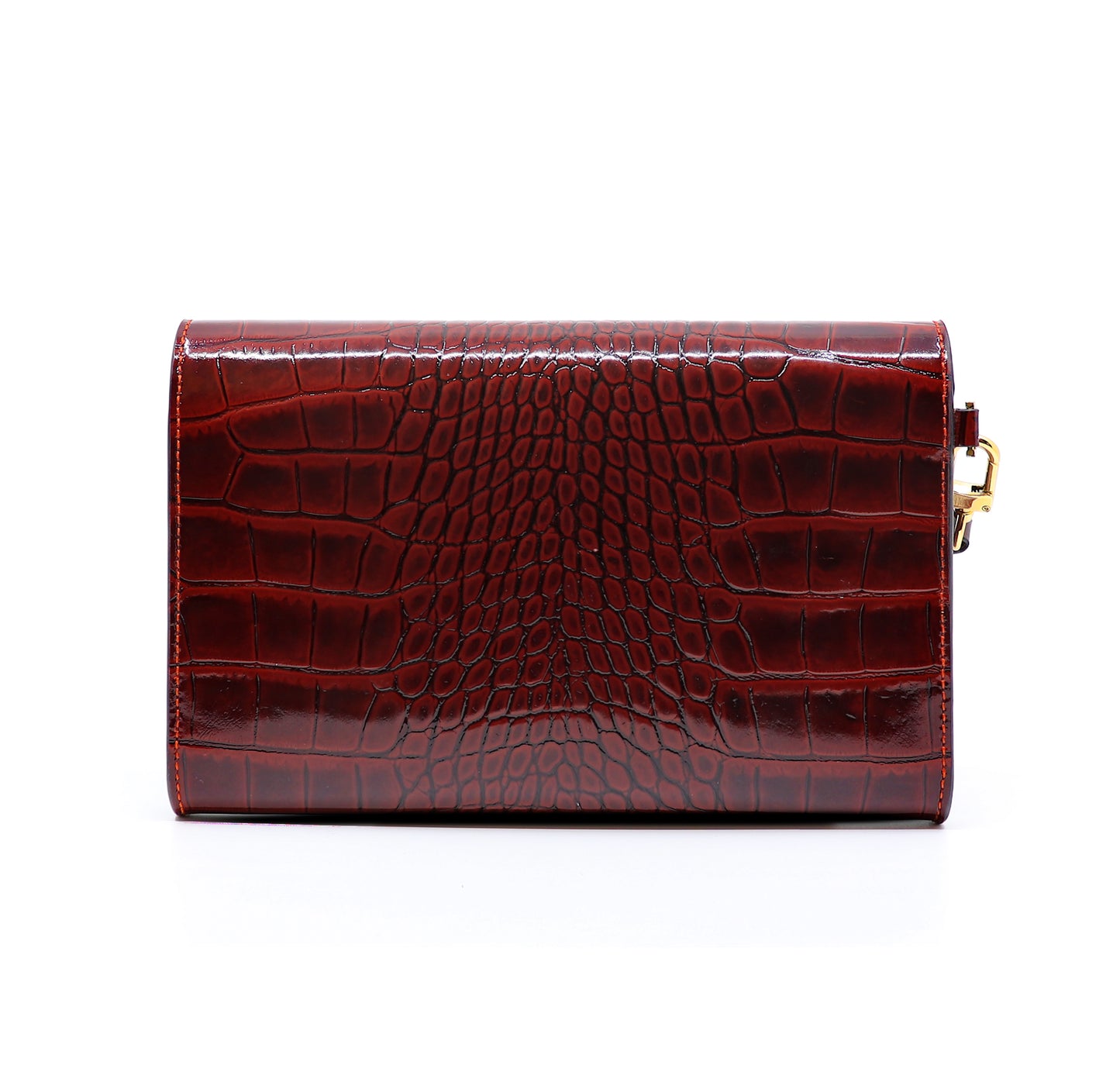 The Juman clutch - Maroon croco leather