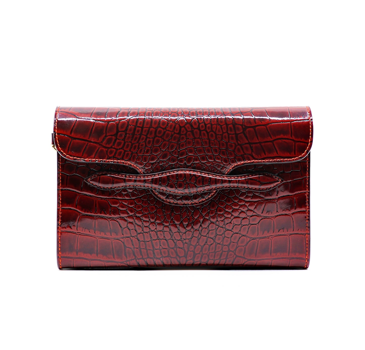 The Juman clutch - Maroon croco leather