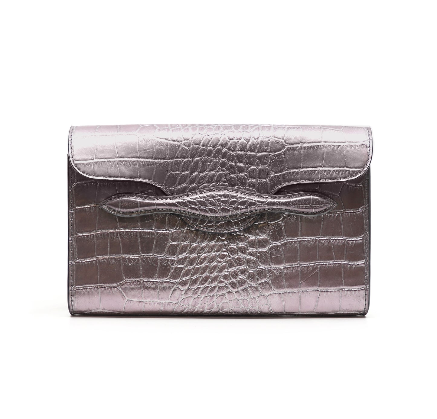 The Juman clutch - Silver croco leather