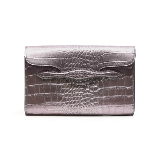 The Juman clutch - Silver croco leather