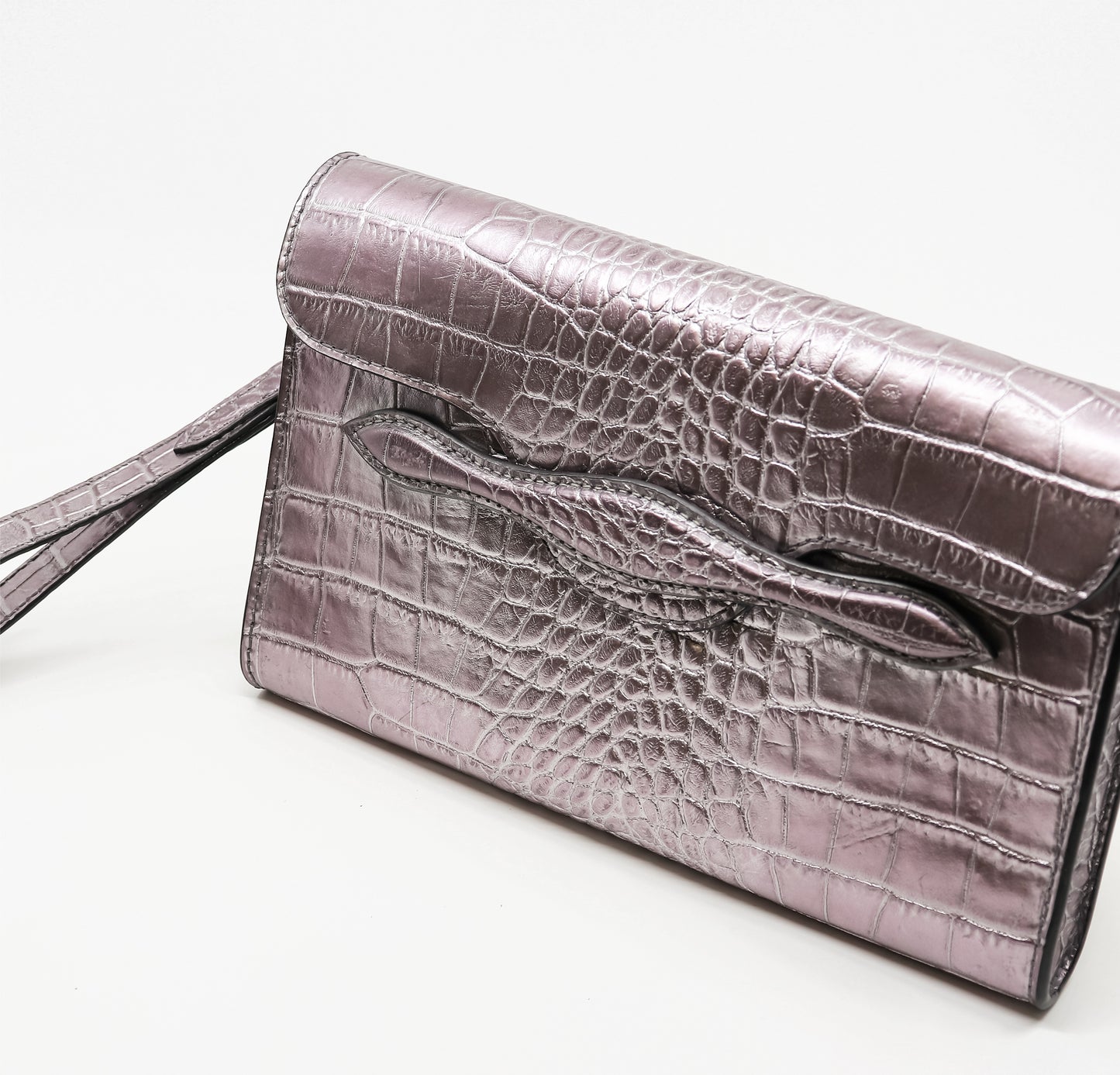 The Juman clutch - Silver croco leather