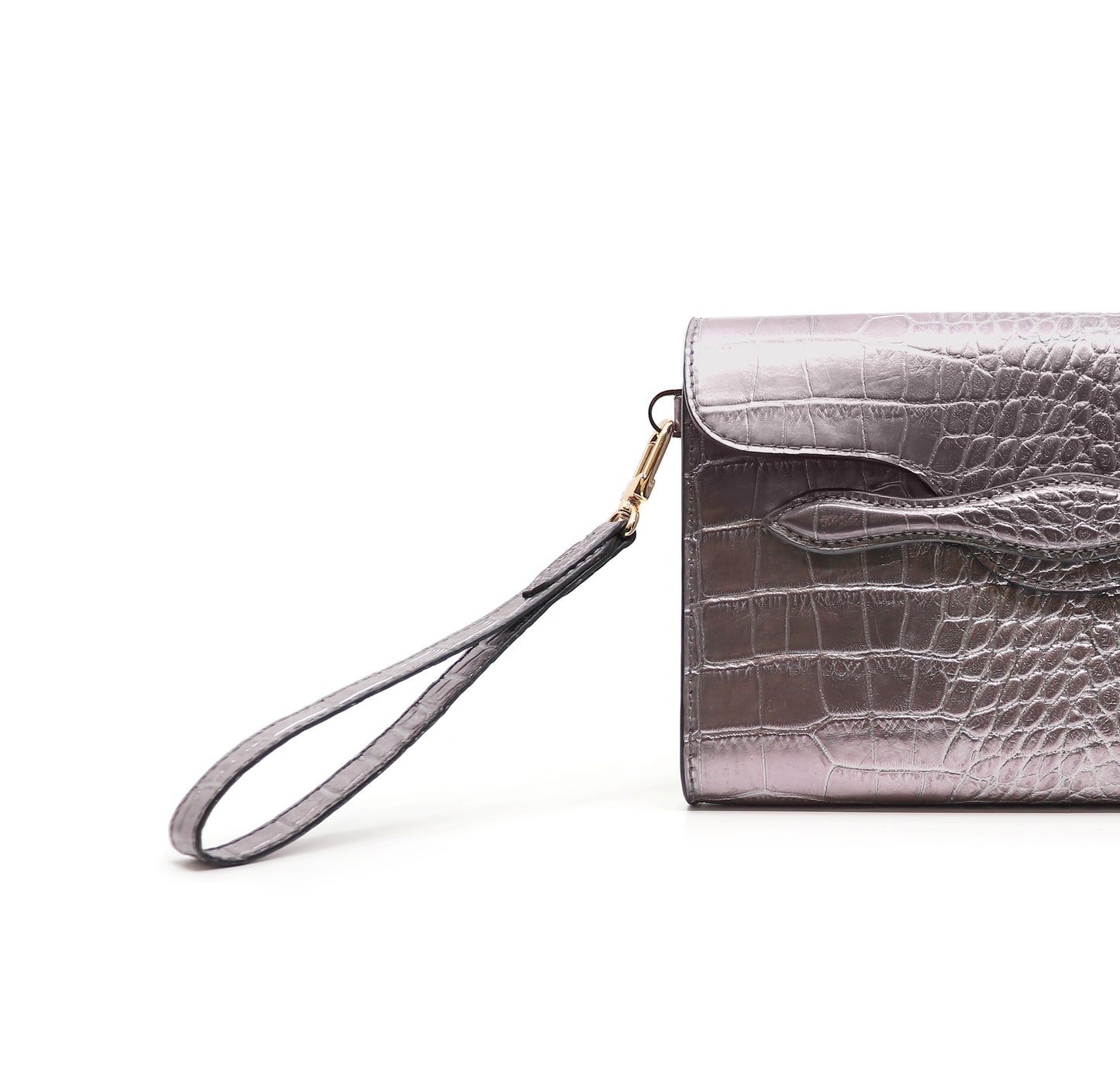The Juman clutch - Silver croco leather