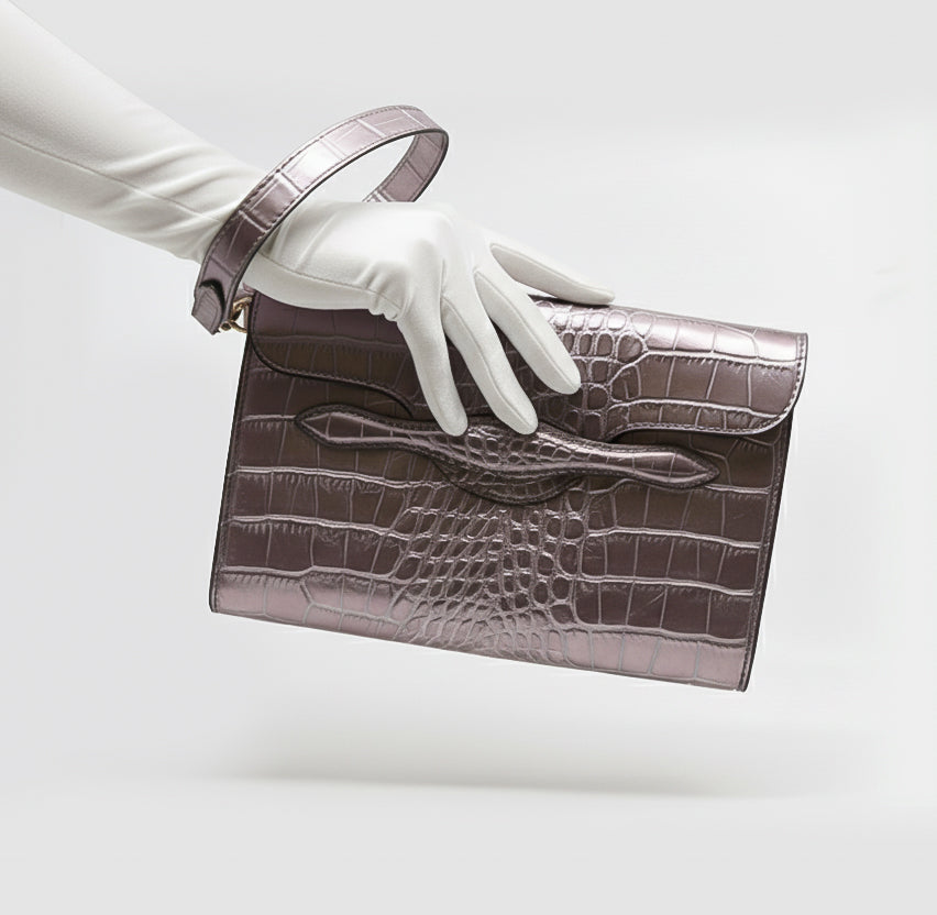 The Juman clutch - Silver croco leather