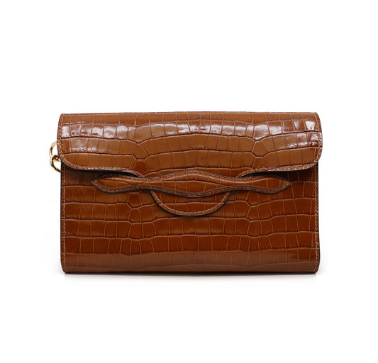 The Juman clutch - Brown croco leather