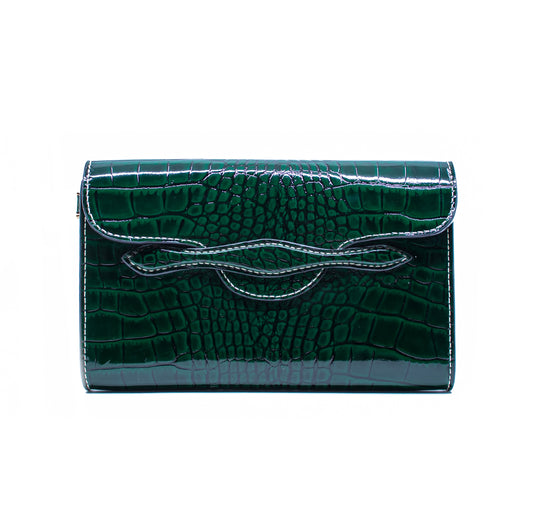 The Juman clutch - Green Croc Leather