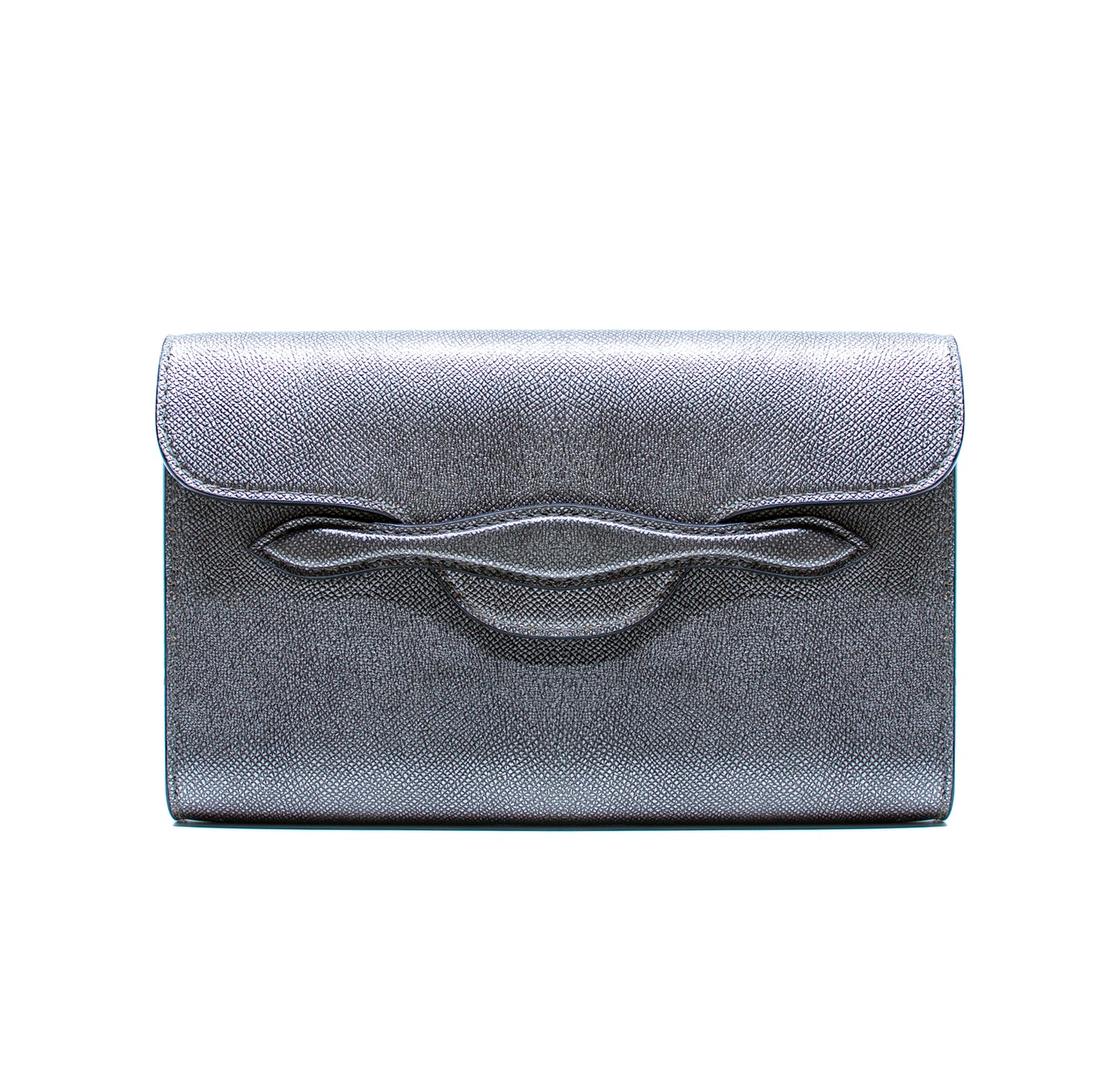 The Juman clutch - Dark Silver Pebbled Leather